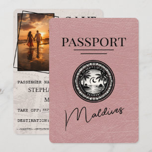 Save The Date Dusty Rose Maldives Passeport Enregistrer La Date