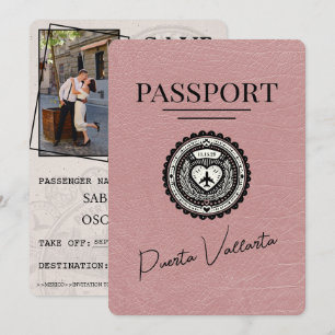 Save The Date Dusty Rose Puerta Vallarta Passeport Enregistrer L