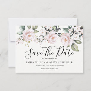 Save The Date Dusty Rose Rose Blush Floral Enregistrer La Date