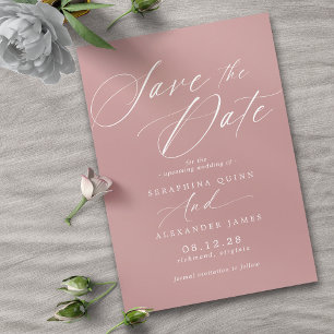 Save The Date Dusty Rose rose mauve Script simple et élégant