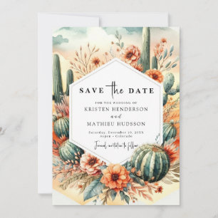 Save The Date Earthy Boho Cactus Mariage
