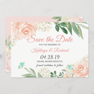 Save The Date Eau Florale Peach Spring Sauvez La Date
