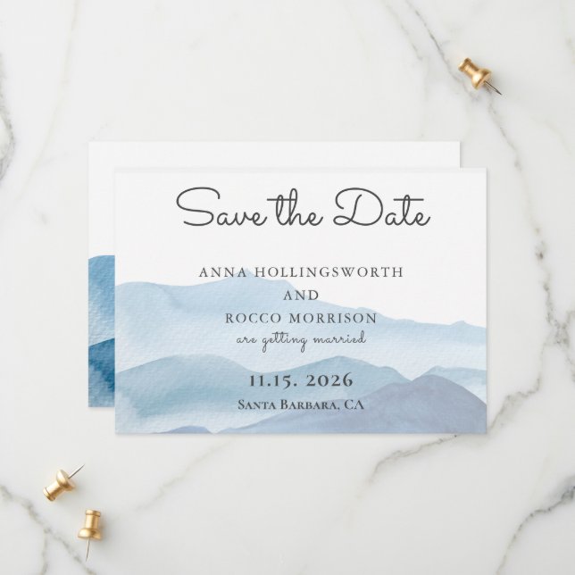Save The Date Eau Stylé Blue Mountains Enregistrer La Date (Devant/Arrière en situation)