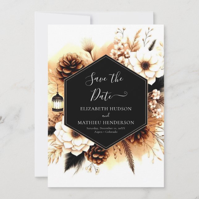 Save The Date Éclairage modifiable Mariage rustique (Devant)