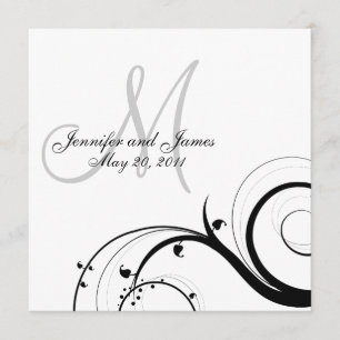 Save The Date Économies blanches noires de mariage de monogramme