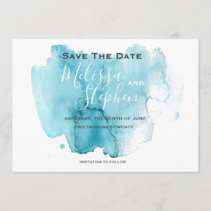 Save The Date Économies bleues de mariage de plage d'aquarelle