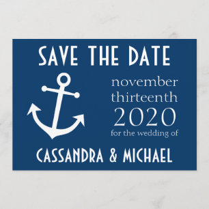 Save The Date Économies d'Ancre de bateau la date (bleu-foncé)