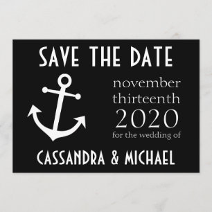 Save The Date Économies d'Ancre de bateau la date (noir)