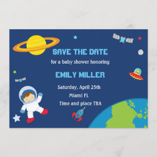 Save The Date Économies de baby shower de planètes d'astronaute