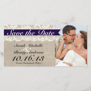 Save The Date Économies de cru de dentelle et de toile de jute