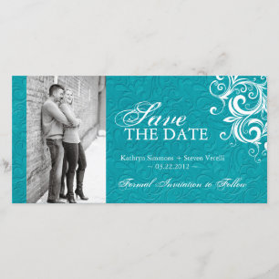 Save The Date Économies de photo de turquoise l'invitation de