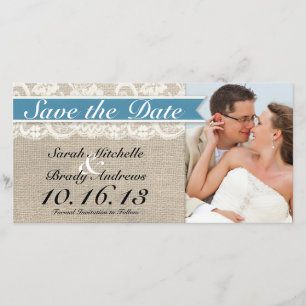 Save The Date Économies de regard de dentelle et de toile de