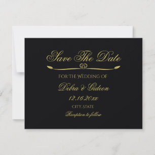 Save The Date Économies élégantes de Flourish de coeur de noir