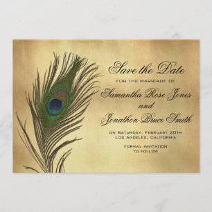 Save The Date Économies élégantes de regard de plume vintage de