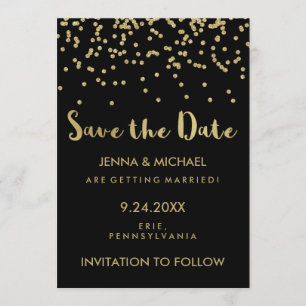 Save The Date Économies fascinantes de mariage de confettis d'or