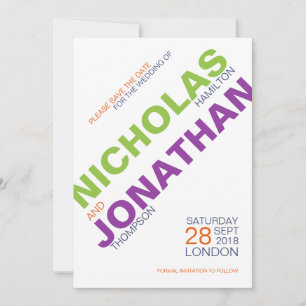 Save The Date Économies gaies de mariage de typographie moderne