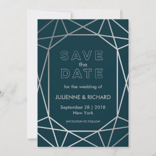 Save The Date Économies géométriques argentées de noces de