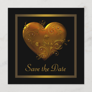 Save The Date Économies gothiques de mariage d'or de noir de