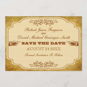 Save The Date Économies vintages d'homosexuel la date