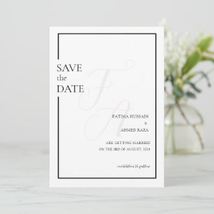 Save The Date Économique Mariage Musulman Initial Noir Enregistr