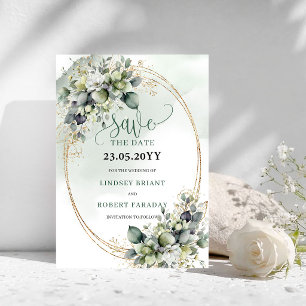 Save The Date Économiseur de date de mariage à l'aquarelle verte