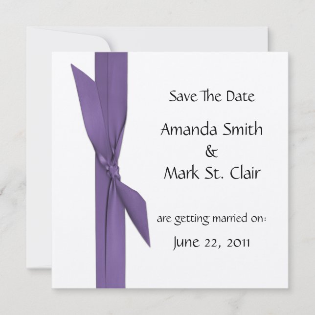 Save The Date Économisez Argent Date avec Ruban Violet (Devant)