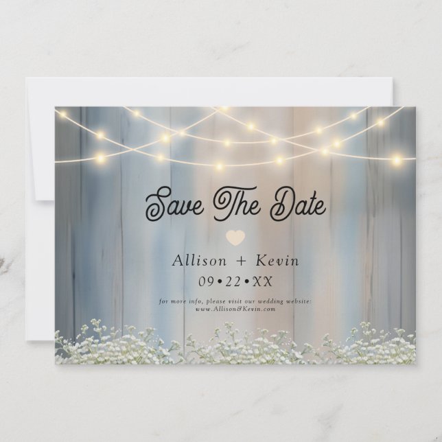 Save The Date Économisez la date de mariage horizontale en bois  (Devant)