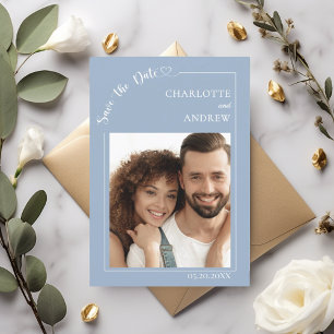 Save The Date Économisez la date de mariage moderne en bleu pous