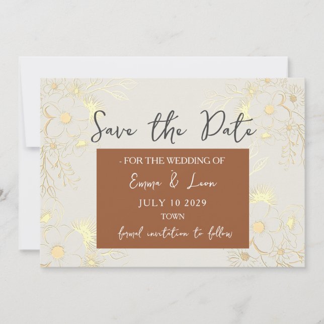 Save The Date Économisez la date de mariage terracotta Boho (Devant)