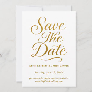 Save The Date Économisez la date en calligraphie dorée romantiqu