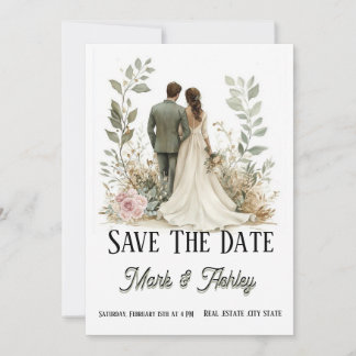 Save The Date Économisez la date romantique botanique | Mariée &