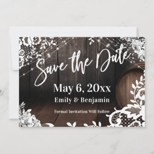 Save The Date Écran décontracté Lumineuses dentelle et fleurs bl