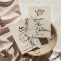 Écrit main dessiné Rétro Cupid Quirky Mariage