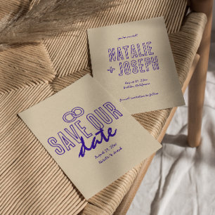 Save The Date Ecrit main dessiné Rétro Unique Mariage moderne