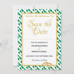 Save The Date Écriture chrétienne du NIGERIA Mariage Naija