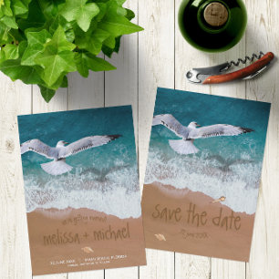 Save The Date Ecriture De Sable Plage Côtière Destination Mariag