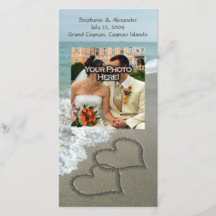 Save The Date Ecriture de sable sur la plage, Coeurs bloqués