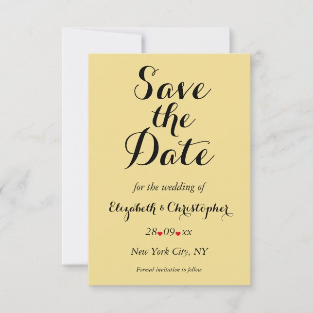 Save The Date Écriture élégante Faux or noir Mariage Fiançailles (Devant)