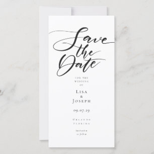Save The Date Écriture élégante noire et blanche moderne
