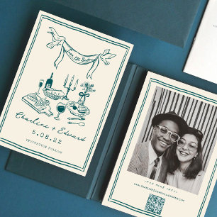 Save The Date Écriture funky dessinée à la main Enregistrez la d