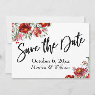 Save The Date Écriture manuscrite Enregistrer la date Burgundy F