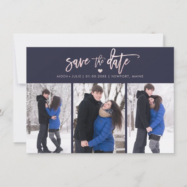 Save The Date Écriture manuscrite moderne rose blush PixDezines (Devant)