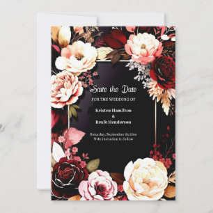 Save The Date Editable Burgundy Romance