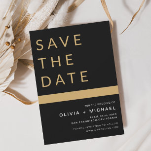 Save The Date Éditable Noir Enregistrer la date Elegant Or