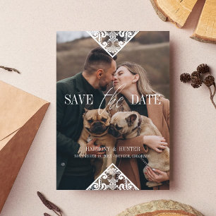 Save The Date Effet Dentelle photo pour animal de compagnie rust