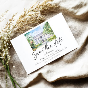 Save The Date Église aquarelle Lieu illustration Mariage
