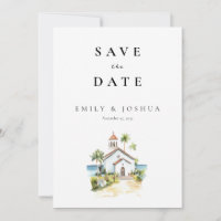 Église catholique aquarelle mariage