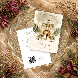 Save The Date Église de Noël rustique enneigée Couple Mariage TL