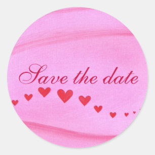 Save the Date, eine Welle roter Herzen, Aufkleber