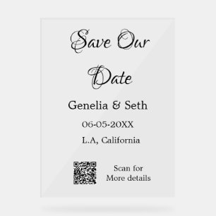 Save the Date einfache minimale QR-Scan-Codedetail Acrylschild